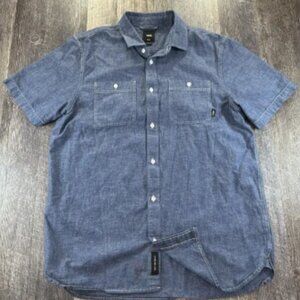 Vans Carlow Men's Chambray Blue Short Sleeve Button Up Shirt Size M‎ Classic Fit